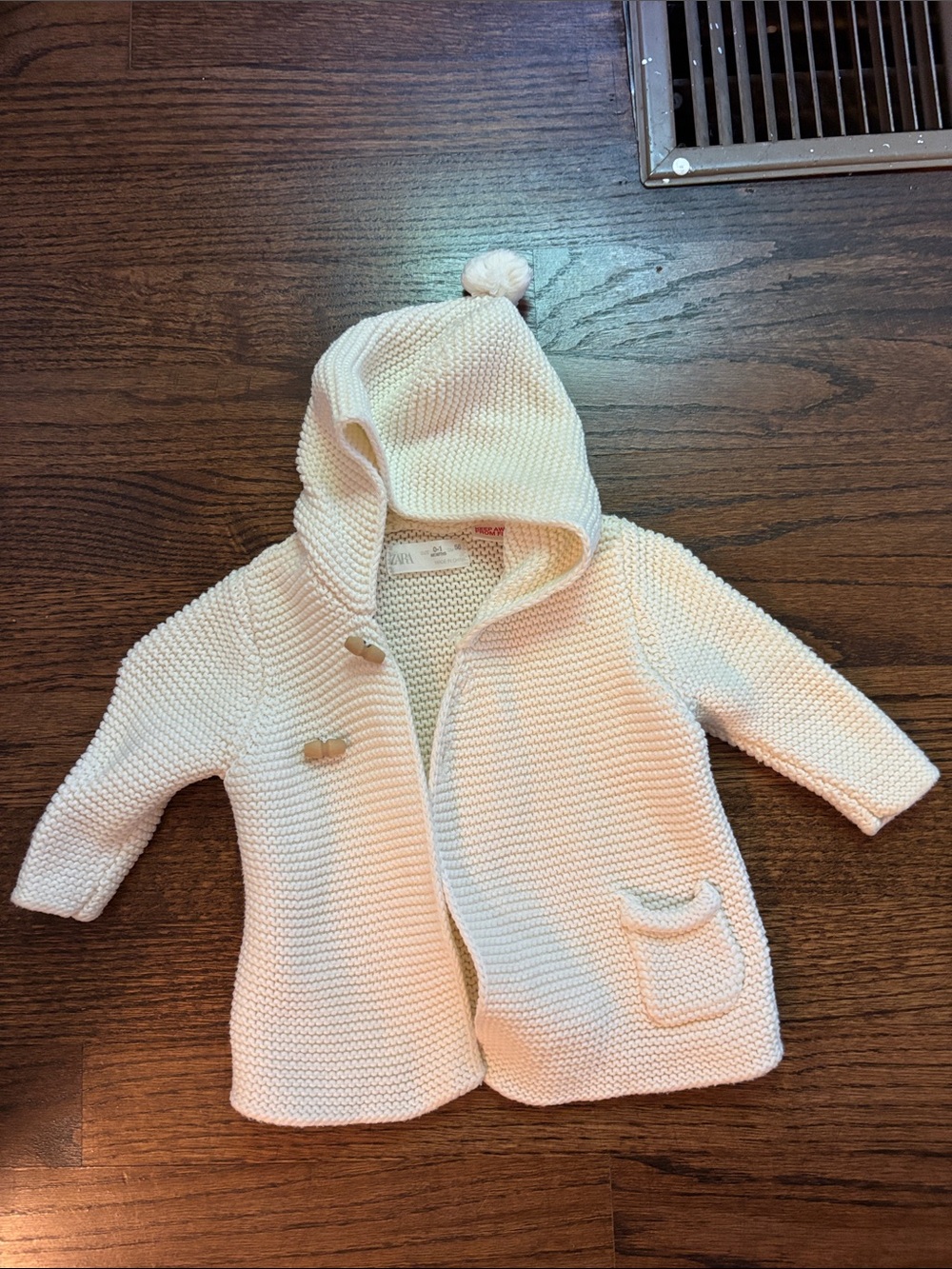 Cream Knit Baby Hooded Cardigan